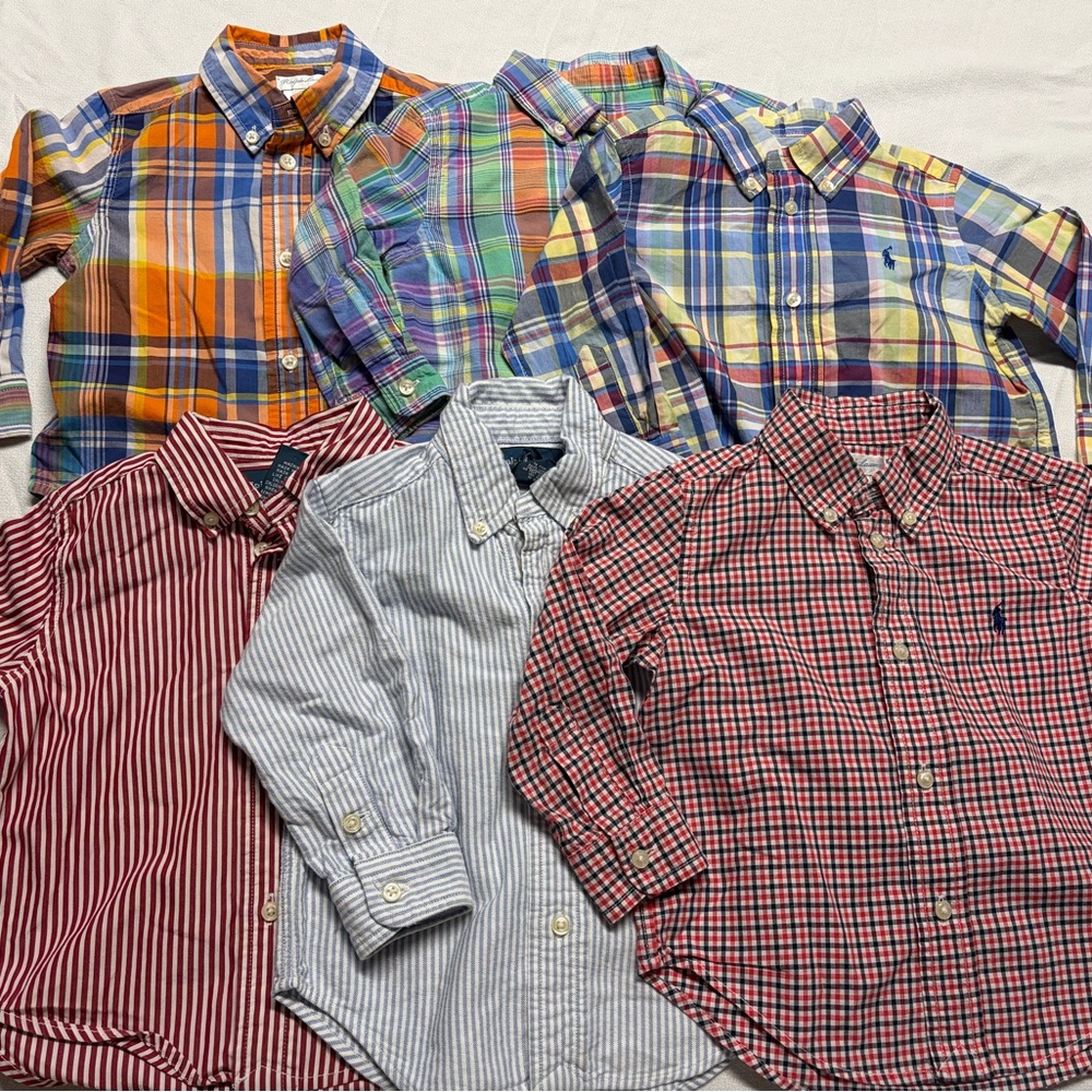Ralph Lauren Baby Boys 18mos. Plaid and Striped Shirt Set of 6
